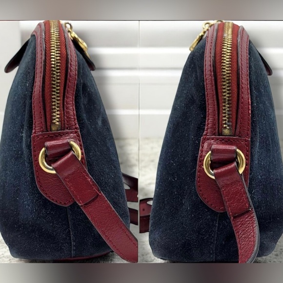 GUCCI Ophidia Sherry Line Shoulder Bag Suede  Navy and Red Mini Bag RARE - Picture 4 of 10